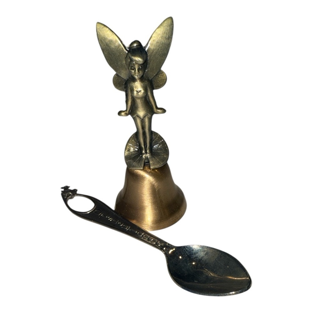 Disney Silver Tinker Bell Figurine with Silver Spoon - Picture 3 of 4